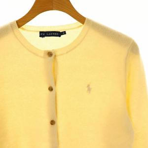 RALPH LAUREN ウール カシミヤ混 ニット クルーネック カーディガン M アイボリー