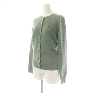 RALPH LAUREN ウール カシミヤ混 ニット クルーネック カーディガン M スモークグリーン