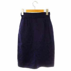 CHANEL シルク キルティング ラップスカート 台形 34 紺 /MI OS
