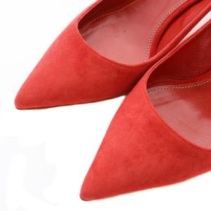 Sergio Rossi パンプス ポインテッドトゥ スエード EU38 25cm 赤 レッド /SB OS