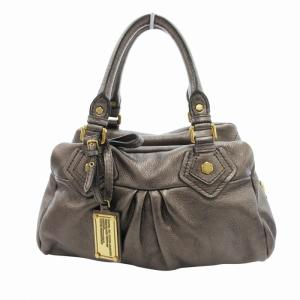 2WAY ボストンバッグ ショルダー ロゴ パッチ レザー グレー /HO AA