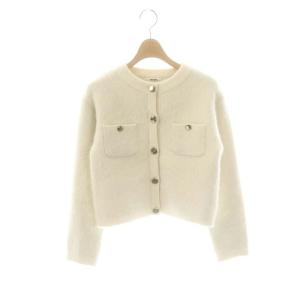 24AW フォックスファーニットジャケット ノーカラー F アイボリー /ES OS