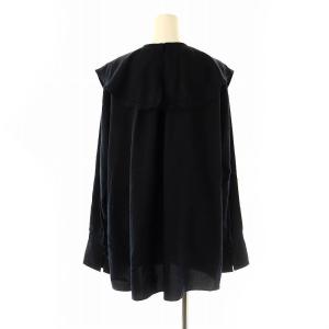 IENA ビッグカラーブラウス 長袖 紺 ネイビー /AT OS