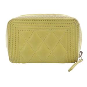 CHANEL ボーイシャネル ラムスキン コインケース イエロー