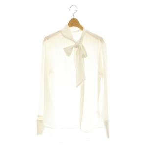 24SS 無地ボウタイブラウス シャツ 長袖 前開き F 白 /NR OS