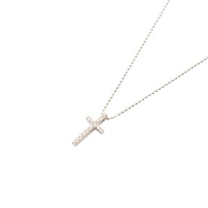 クロスネックレス K18WG ダイヤモンド0.12ct