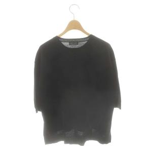 IENA 23AW LEVITA コットンショートスリーブプルオーバー ニット カットソー 五分袖 F 黒 ブラック