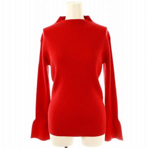 RHC 24SS ベルスリーブ リブニット セーター 長袖 ハイネック S 赤 /NR OS SH