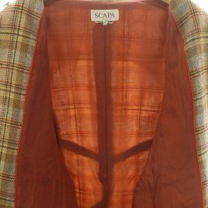 SCAPA チェックコート アウター ロング 42 ベージュ マルチカラー /NR OS