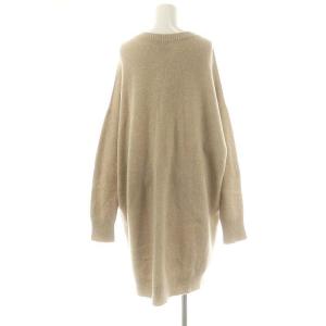 Spick&Span 22AW ロングスリーブワイドチュニック丈プルオーバーワンピース ニット 膝丈 ウール ベージュ /DO