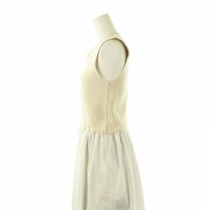 Spick&Span 24SS ニットドッキングタフタワンピース ロング ノースリーブ キナリ ホワイト /HK OS