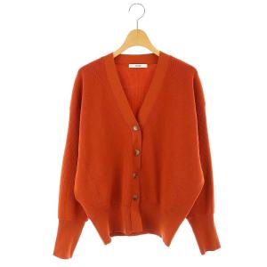 23AW ウォッシャブルストレッチニットVネックカーディガン 長袖 F オレンジ /AT OS