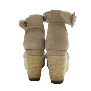 HERMES サンダル ウェッジソール 編み込み ストラップ レザー スエード 22cm ベージュ /YO18