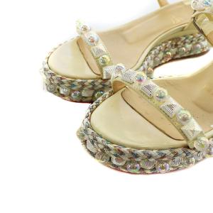 Christian Louboutin カタコニコ サンダル シューズ  スタッズ ウェッジソール ストラップ パテント オーロラ 34 21cm