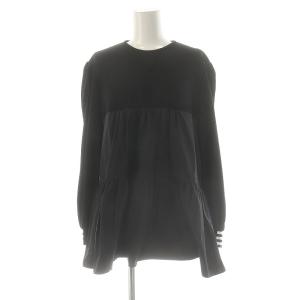 ティアードトップロングスリーブカットソー 長袖 38 ブラック ホワイト /DO OS