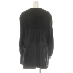 BORDERS at BALCONY ティアードトップロングスリーブカットソー 長袖 38 ブラック ホワイト /DO OS