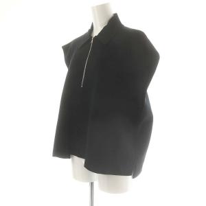 BLAMINK コットンミラノ14Gハーフジップニット 38 ブラック