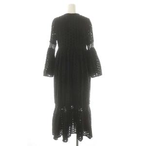 Freada カットワーク刺繍ワンピース ロング 長袖 F ブラック /DO OS