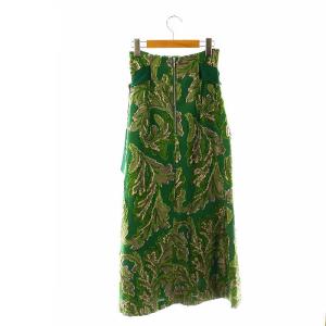 FRAY I.D 22SS DUTELダブルベルトナロースカート フレア マキシ ロング 0 緑 グリーン /AT OS