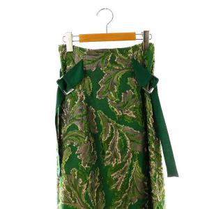 FRAY I.D 22SS DUTELダブルベルトナロースカート フレア マキシ ロング 0 緑 グリーン /AT OS