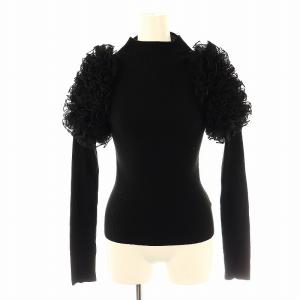 22AW ギャザーフリルショルダーリブニット カットソー 長袖 F 黒 ブラック /AT OS