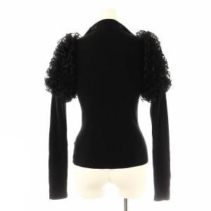 FRAY I.D 22AW ギャザーフリルショルダーリブニット カットソー 長袖 F 黒 ブラック /AT OS