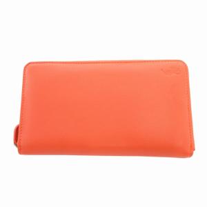 長財布 ウォレット ラウンドファスナー レザー オレンジ /HO AA