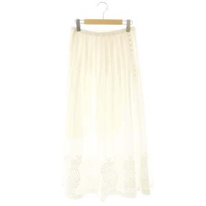 24SS コットンツイルモールエンブロイダリー タックフレアスカート ロング 36 ホワイト /HK OS