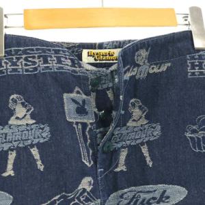 HYSTERIC GLAMOUR ヒスガール 総柄 デニム ミニスカート タイト S 紺 ネイビー
