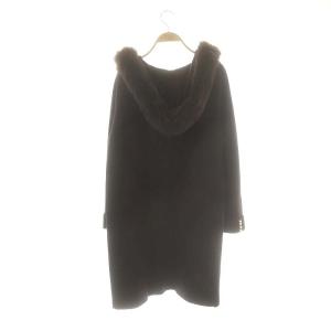 Apuweiser-riche フードファー付コーディガン ニット フォックスファー 2 茶 /MI OS