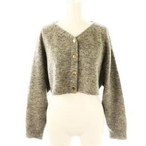 23AW 刺繍入りクロップドカーディガン ニット モヘヤ混 F グレー /ES OS