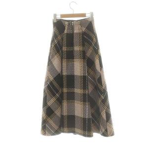 SNIDEL ロービングチェックフレアスカート ニット ロング 0 ベージュ マルチカラー /ES OS