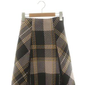 SNIDEL ロービングチェックフレアスカート ニット ロング 0 ベージュ マルチカラー /ES OS
