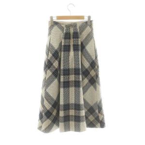 SNIDEL ロービングチェックスカート フレアスカート ロング ニット 1 アイボリー マルチカラー