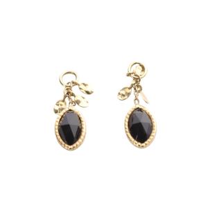 クォーツ ピアスチャーム K10 黒 ブラック ゴールド /SR19