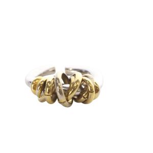 2way バイカラーループリング イヤーカフ 指輪 9号 シルバー色 ゴールド色 /YO7