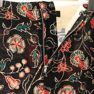 Y's ヨウジヤマモト フラワースリットロングスカート タイト 2 ブラック マルチカラー /DO OS