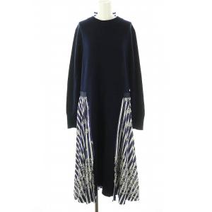 ニットドッキングワンピース 2 ネイビー ホワイト
