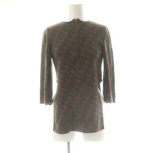 CAMEL JACQUARD HALF ZIP TOP ニット カットソー M 緑 オレンジ /MI OS