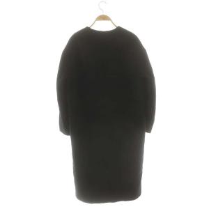 Framework ウールシャギークルーネックコート アウター ロング モヘヤ混 36 ブラック /DO OS