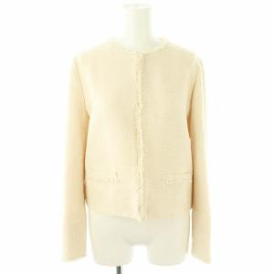 UNITED ARROWS ラメツイード ノーカラー ジャケット スカート  タイト 38 ライトベージュ /HK OS
