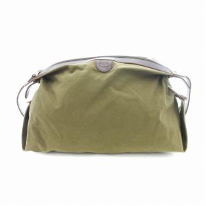 ショルダーバッグ キャンバス レザートリム 緑 グリーン /UO