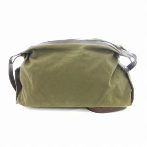 IL BISONTE ショルダーバッグ キャンバス レザートリム 緑 グリーン /UO