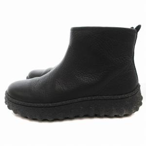 CAMPER GROUND ショートブーツ プレーントゥ レザー 37 黒 ブラック K400460-001 /JS