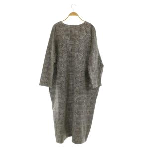 mizuiro ind mizuiroind コットン チェック シャツワンピース ロング 長袖 オーバーサイズ ブラウン /MY OS