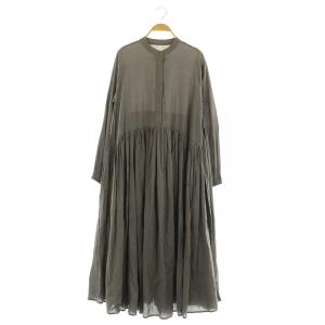 ギャザーワンピース ロング 長袖 シャツワンピ 1 グレー /MY OS