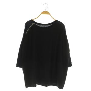 Y's YOHJI YAMAMOTO 素材切替 ジップデザイン カットソー 七分袖 2 ブラック /MY OS