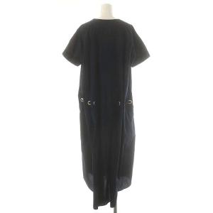 sacai ウエストリボン ショートスリーブシャツワンピース ロング 2 ネイビー /DF OS