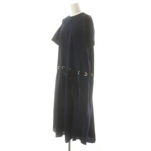 sacai ウエストリボン ショートスリーブシャツワンピース ロング 2 ネイビー /DF OS