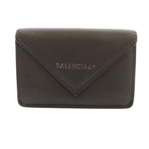 ペーパーミニウォレット 財布 三つ折り レザー ロゴ グレー /SR25 OH